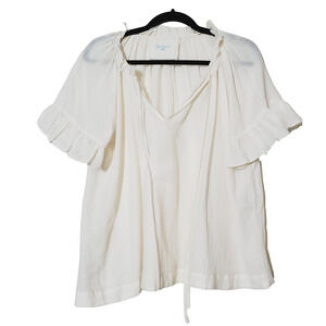 Loup Charmant Womens‎ Top M Ivory Cotton Gauze Romantic Cottage Boho Ruffles